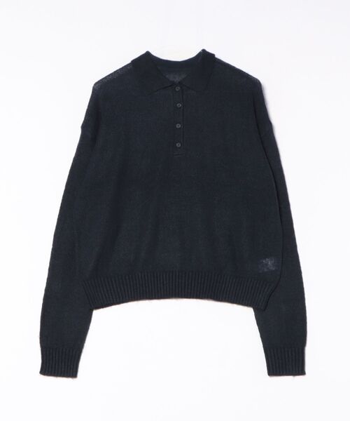 STYLEBLOCK（スタイルブロック）の「ニットシアーポロプルオーバー（ニット/セーター・レディース・グレー/ネイビー/ブラウン・M）」の3枚目の写真