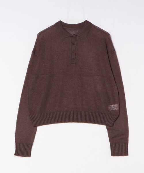 STYLEBLOCK（スタイルブロック）の「ニットシアーポロプルオーバー（ニット/セーター・レディース・グレー/ネイビー/ブラウン・M）」の2枚目の写真