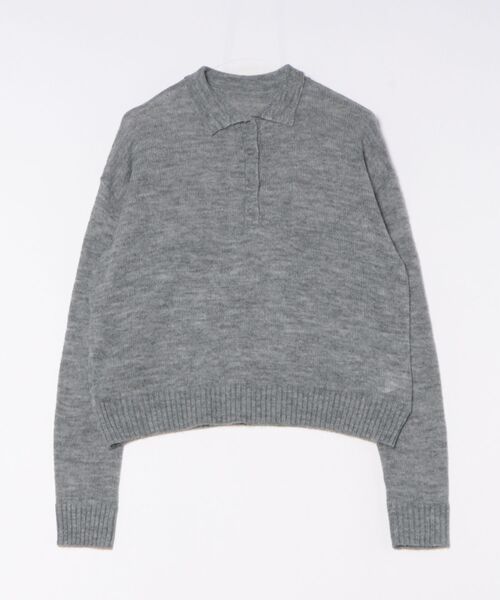 STYLEBLOCK（スタイルブロック）の「ニットシアーポロプルオーバー（ニット/セーター・レディース・グレー/ネイビー/ブラウン・M）」の9枚目の写真