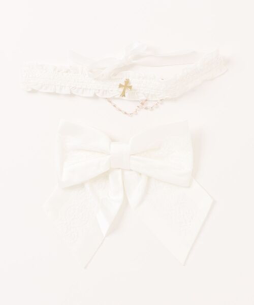 Secret Honey（シークレットハニー）の「アクセサリーチョーカー付ブラウス（シャツ/ブラウス・レディース・オフホワイト/ブラック・MEDIUM）」の4枚目の写真