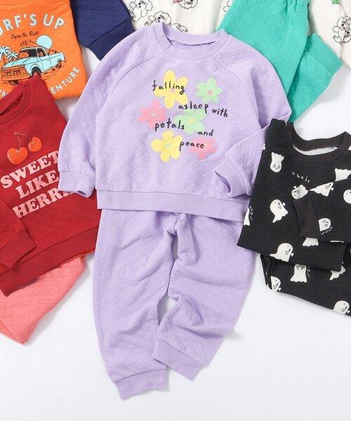 BREEZE（ブリーズ）の「【ジュニア対応】バラエティキルトかぶりパジャマ（ルームウェア/パジャマ・キッズ・レインボー/チャコール/レッド/パープル/オレンジ/ネイビー/オフホワイト・110/100/90/80/150/140/130/120）」の4枚目の写真