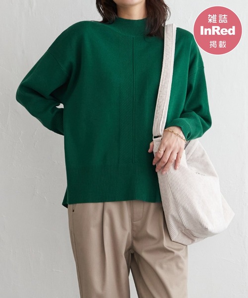 ikka（イッカ）の「【雑誌InRed12月号掲載】コットンミックスバックスリットニット【親子コーデ】（ニット/セーター・レディース・ブルー/オフホワイト/ネイビー/ベージュ/グレー/グリーン・M/L/S）」の4枚目の写真