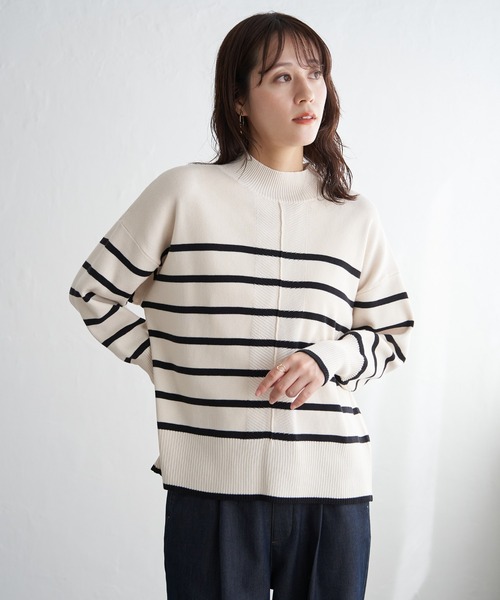 ikka（イッカ）の「【雑誌InRed12月号掲載】コットンミックスバックスリットニット【親子コーデ】（ニット/セーター・レディース・ブルー/オフホワイト/ネイビー/ベージュ/グレー/グリーン・M/L/S）」の20枚目の写真