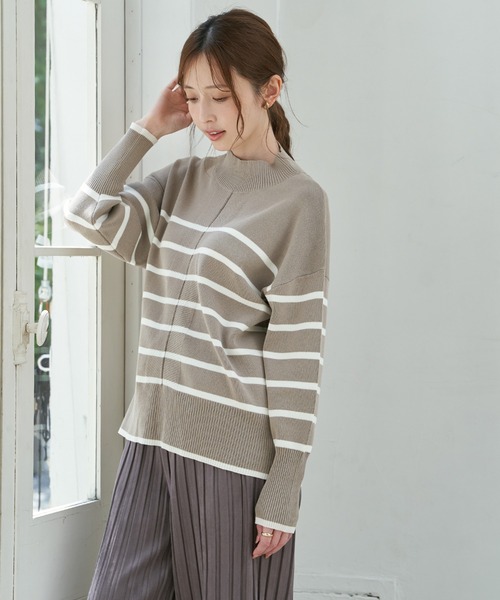 ikka（イッカ）の「【雑誌InRed12月号掲載】コットンミックスバックスリットニット【親子コーデ】（ニット/セーター・レディース・ブルー/オフホワイト/ネイビー/ベージュ/グレー/グリーン・M/L/S）」の12枚目の写真