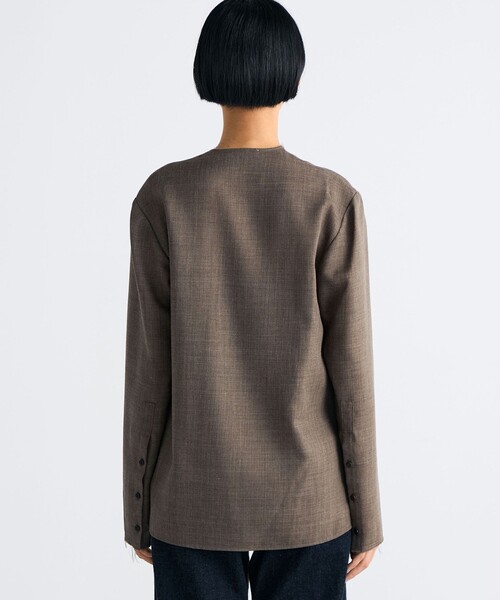 EDITION(エディション)の「ウールビエラ Vネックシャツ(シャツ/ブラウス・レディース・ブラウン/チャコールグレー・36/34)」の6枚目の写真