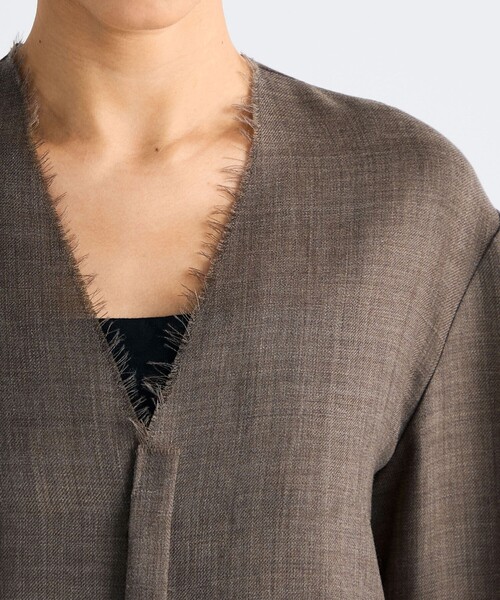 EDITION(エディション)の「ウールビエラ Vネックシャツ(シャツ/ブラウス・レディース・ブラウン/チャコールグレー・36/34)」の7枚目の写真