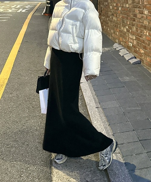 Songe(ソンジュ)の「Aラインニットスカート(スカート・レディース・ブラック/チャコールグレー・FREE)」の14枚目の写真