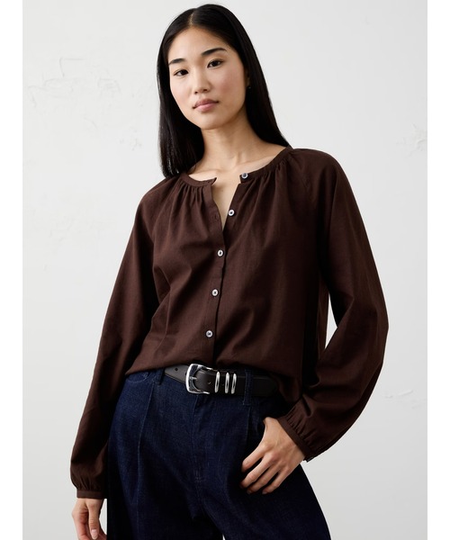 BANANA REPUBLIC FACTORY STORE(バナナリパブリック ファクトリーストア)の「BANANA REPUBLIC FACTORY STORE パフスリーブ トップ(シャツ/ブラウス・レディース・ブラウン/ブラウン系その他/レッド系その他・S/XS/L/M)」の2枚目の写真