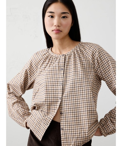 BANANA REPUBLIC FACTORY STORE(バナナリパブリック ファクトリーストア)の「BANANA REPUBLIC FACTORY STORE パフスリーブ トップ(シャツ/ブラウス・レディース・ブラウン/ブラウン系その他/レッド系その他・S/XS/L/M)」の1枚目の写真
