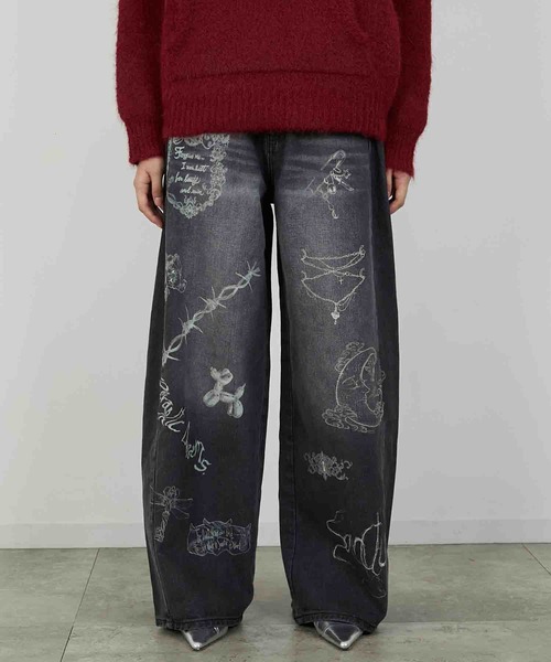 led.tokyo（レッドトウキョウ）の「【led.tokyo】PRINT DENIM/プリントデニム（デニムパンツ・レディース・ブルー/ブラック・1/2）」の17枚目の写真