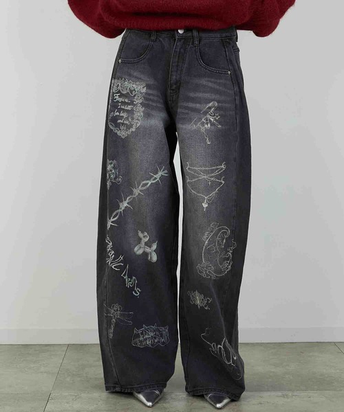 led.tokyo（レッドトウキョウ）の「【led.tokyo】PRINT DENIM/プリントデニム（デニムパンツ・レディース・ブルー/ブラック・1/2）」の18枚目の写真