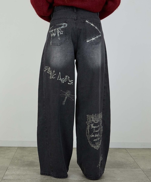 led.tokyo（レッドトウキョウ）の「【led.tokyo】PRINT DENIM/プリントデニム（デニムパンツ・レディース・ブルー/ブラック・1/2）」の21枚目の写真