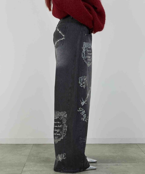 led.tokyo（レッドトウキョウ）の「【led.tokyo】PRINT DENIM/プリントデニム（デニムパンツ・レディース・ブルー/ブラック・1/2）」の20枚目の写真