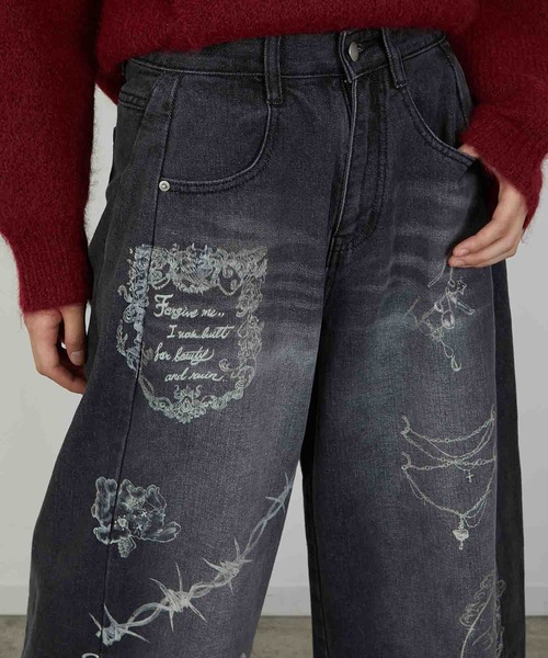 led.tokyo（レッドトウキョウ）の「【led.tokyo】PRINT DENIM/プリントデニム（デニムパンツ・レディース・ブルー/ブラック・1/2）」の10枚目の写真