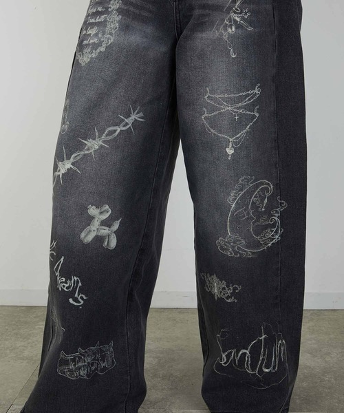 led.tokyo（レッドトウキョウ）の「【led.tokyo】PRINT DENIM/プリントデニム（デニムパンツ・レディース・ブルー/ブラック・1/2）」の11枚目の写真