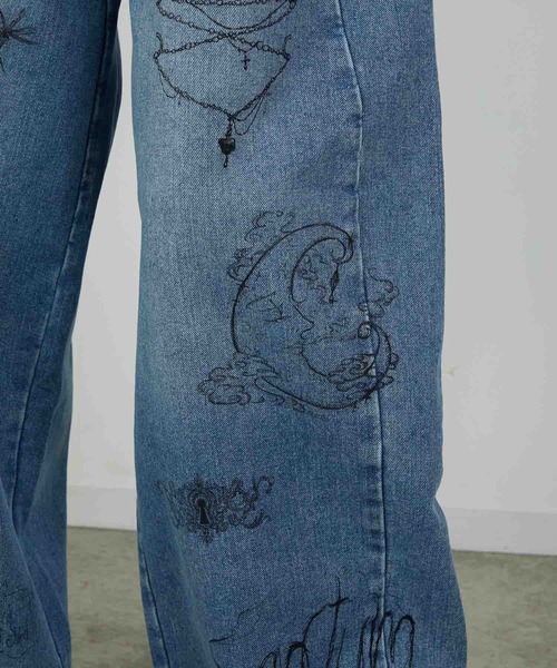 led.tokyo（レッドトウキョウ）の「【led.tokyo】PRINT DENIM/プリントデニム（デニムパンツ・レディース・ブルー/ブラック・1/2）」の8枚目の写真