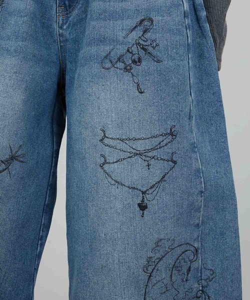 led.tokyo（レッドトウキョウ）の「【led.tokyo】PRINT DENIM/プリントデニム（デニムパンツ・レディース・ブルー/ブラック・1/2）」の9枚目の写真