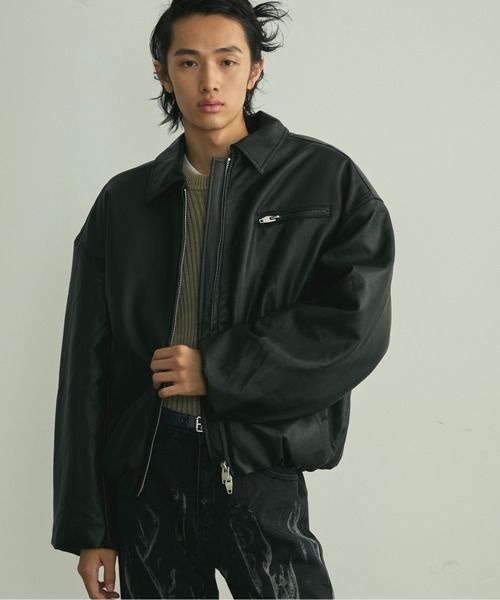 BLANK HOTEL(ブランクホテル)の「Faux Leather Padded Jacket / フェイクレザーパフジャケット(ライダースジャケット・メンズ・ブラック・M/L)」の4枚目の写真