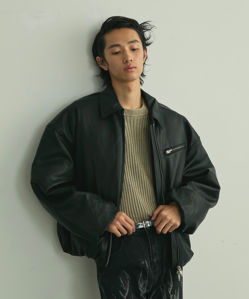 BLANK HOTEL(ブランクホテル)の「Faux Leather Padded Jacket / フェイクレザーパフジャケット(ライダースジャケット・メンズ・ブラック・M/L)」の22枚目の写真