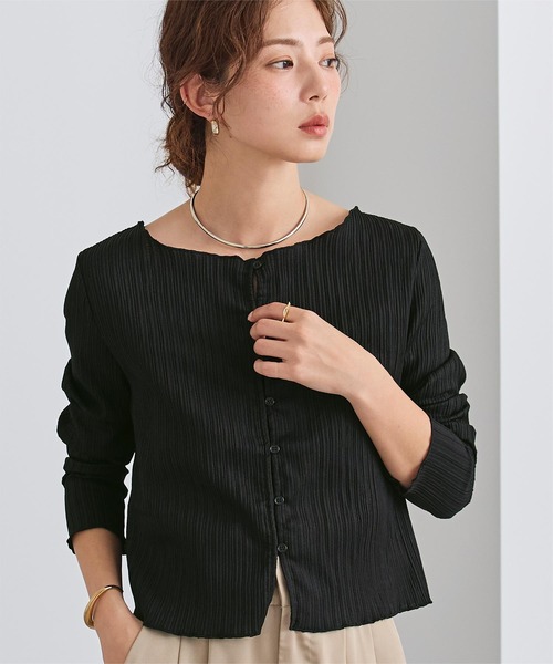 UR'S（ユアーズ）の「前後2wayシアーカーディガン（カーディガン/ボレロ・レディース・アイボリー/ブラック・S/M/L）」の2枚目の写真