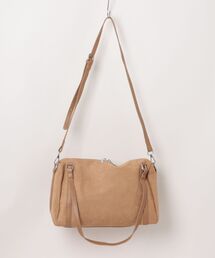 スエード プリーツ クロスボディー バッグ ブラウン スエード プリーツ クロスボディー バッグ ブラウン