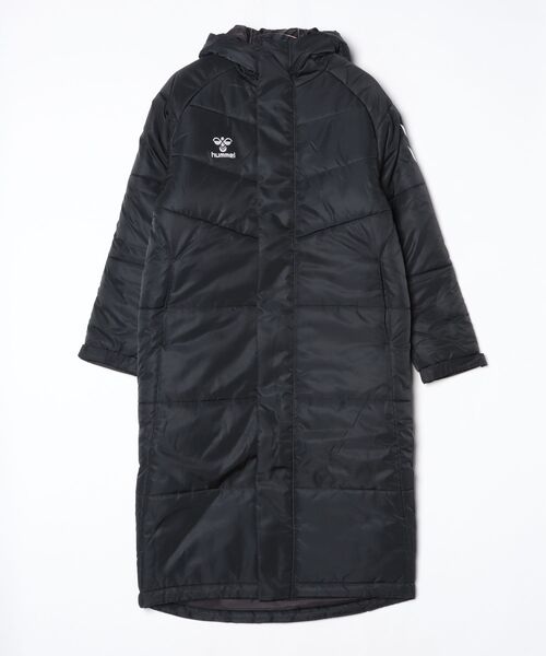 hummel（ヒュンメル）の「【別注】ヒュンメル hummel パデッドロングコート 限定コラボ（ダウンジャケット/コート・メンズ・ブラック×ブラック/ブラック×ホワイト・S/M/L/3L/LL）」の2枚目の写真