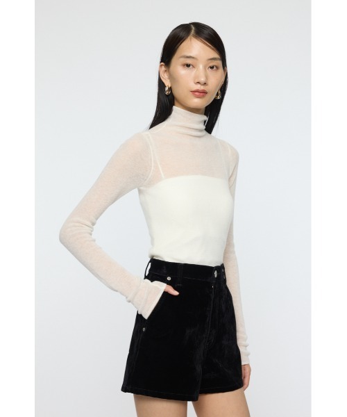 MOUSSY（マウジー）の「SHEER TURTLE NECK KNIT トップス（ニット/セーター・レディース・レッド/杢グレー/アイボリー/ブラック・FREE）」の6枚目の写真
