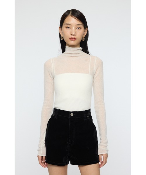 MOUSSY（マウジー）の「SHEER TURTLE NECK KNIT トップス（ニット/セーター・レディース・レッド/杢グレー/アイボリー/ブラック・FREE）」の7枚目の写真