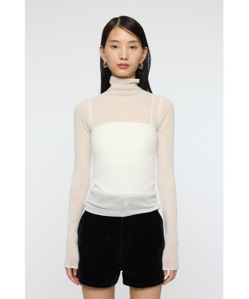 MOUSSY（マウジー）の「SHEER TURTLE NECK KNIT トップス（ニット/セーター・レディース・レッド/杢グレー/アイボリー/ブラック・FREE）」の8枚目の写真