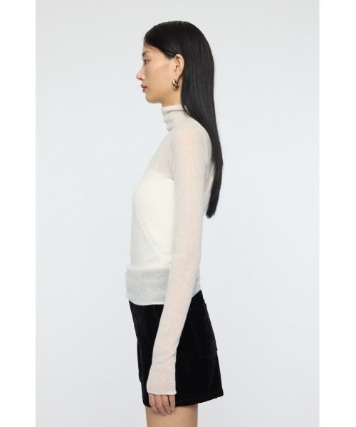 MOUSSY（マウジー）の「SHEER TURTLE NECK KNIT トップス（ニット/セーター・レディース・レッド/杢グレー/アイボリー/ブラック・FREE）」の9枚目の写真