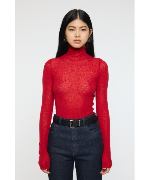 MOUSSY（マウジー）の「SHEER TURTLE NECK KNIT トップス（ニット/セーター・レディース・レッド/杢グレー/アイボリー/ブラック・FREE）」の16枚目の写真