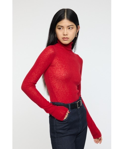 MOUSSY（マウジー）の「SHEER TURTLE NECK KNIT トップス（ニット/セーター・レディース・レッド/杢グレー/アイボリー/ブラック・FREE）」の19枚目の写真