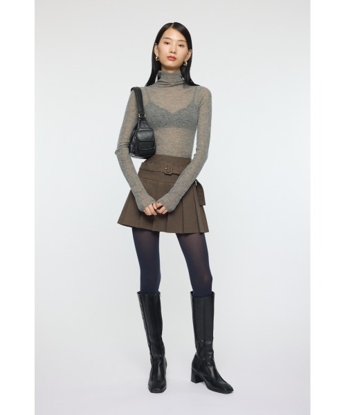 MOUSSY（マウジー）の「SHEER TURTLE NECK KNIT トップス（ニット/セーター・レディース・レッド/杢グレー/アイボリー/ブラック・FREE）」の22枚目の写真
