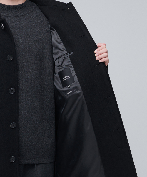 MUSINSA STANDARD（ムシンサスタンダード）の「カシミアブレンド特大バルマカンコート[ブラック]（チェスターコート・メンズ・その他・X-LARGE/XX-LARGE/MEDIUM/LARGE）」の2枚目の写真
