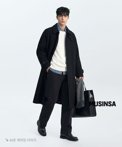 MUSINSA STANDARD（ムシンサスタンダード）の「カシミアブレンド特大バルマカンコート[ブラック]（チェスターコート・メンズ・その他・X-LARGE/XX-LARGE/MEDIUM/LARGE）」の22枚目の写真