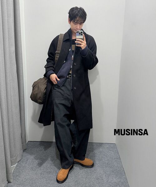 MUSINSA STANDARD（ムシンサスタンダード）の「カシミアブレンド特大バルマカンコート[ブラック]（チェスターコート・メンズ・その他・X-LARGE/XX-LARGE/MEDIUM/LARGE）」の20枚目の写真