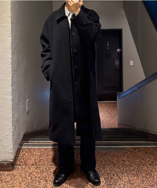 MUSINSA STANDARD（ムシンサスタンダード）の「カシミアブレンド特大バルマカンコート[ブラック]（チェスターコート・メンズ・その他・X-LARGE/XX-LARGE/MEDIUM/LARGE）」の18枚目の写真