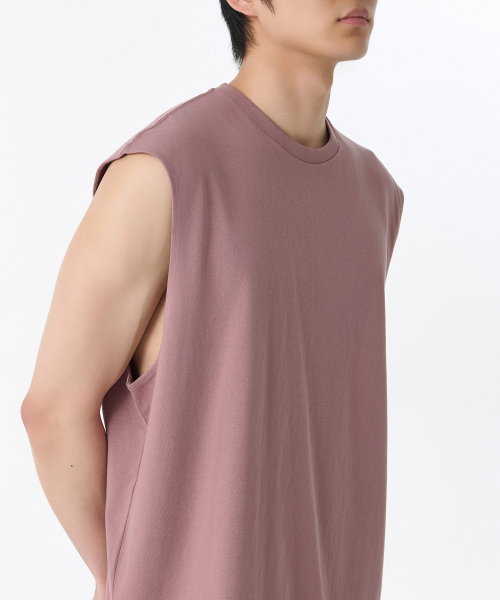 MUSINSA STANDARD（ムシンサスタンダード）の「オーバーサイズスリーブレストップ [スモークピンク]（Tシャツ/カットソー・メンズ・その他・X-LARGE/XX-LARGE/XXX-LARGE/SMALL/MEDIUM/LARGE）」の3枚目の写真