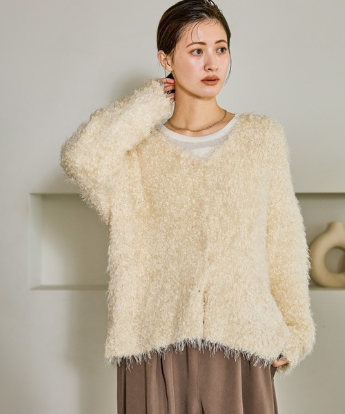 LAKOLE（ラコレ）の「起毛シアー長袖 / 608849（Tシャツ/カットソー・レディース・ブラウン/オフホワイト/ピンク/チャコール・FREE）」の9枚目の写真