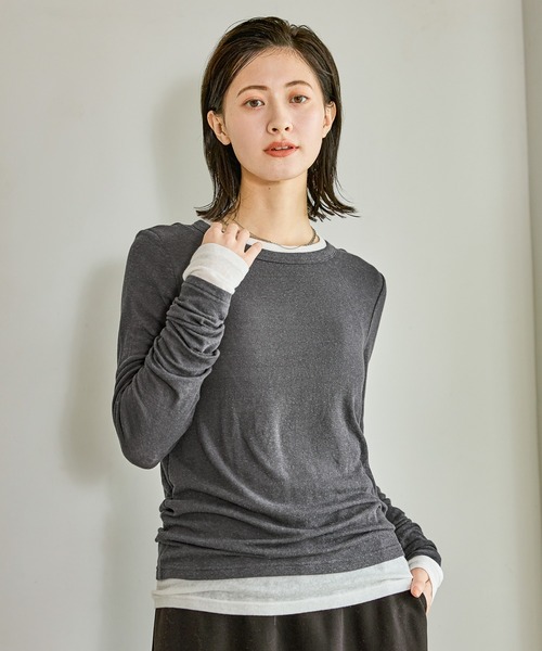 LAKOLE（ラコレ）の「起毛シアー長袖 / 608849（Tシャツ/カットソー・レディース・ブラウン/オフホワイト/ピンク/チャコール・FREE）」の19枚目の写真