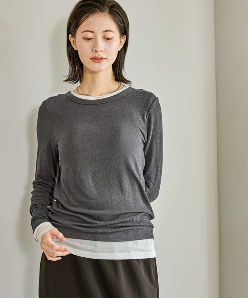 LAKOLE（ラコレ）の「起毛シアー長袖 / 608849（Tシャツ/カットソー・レディース・ブラウン/オフホワイト/ピンク/チャコール・FREE）」の20枚目の写真