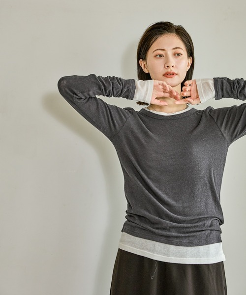 LAKOLE（ラコレ）の「起毛シアー長袖 / 608849（Tシャツ/カットソー・レディース・ブラウン/オフホワイト/ピンク/チャコール・FREE）」の22枚目の写真