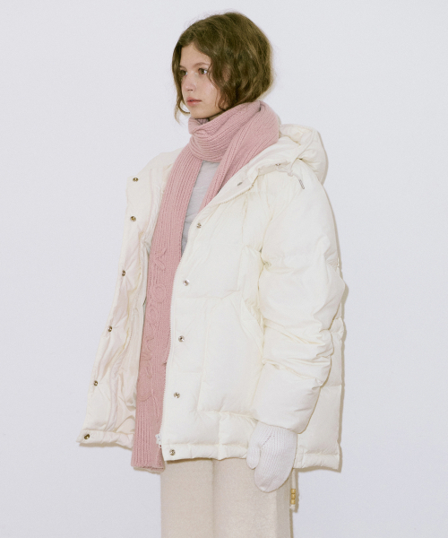 SINOON(シヌーン)の「Hoodie Puffer Jacket (Ivory)(ダウンジャケット/コート・レディース・アイボリー・FREE)」の5枚目の写真