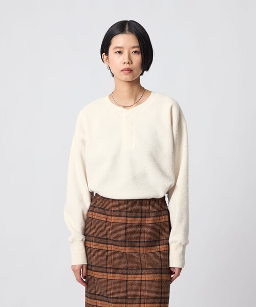 CITEN(シテン)の「<CITEN>裏起毛2WAYヘンリートップ(Tシャツ/カットソー・レディース・ダークグレー/イエロー/オフホワイト・FREE)」の4枚目の写真