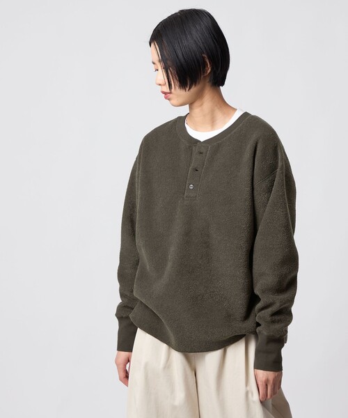 CITEN(シテン)の「<CITEN>裏起毛2WAYヘンリートップ(Tシャツ/カットソー・レディース・ダークグレー/イエロー/オフホワイト・FREE)」の6枚目の写真