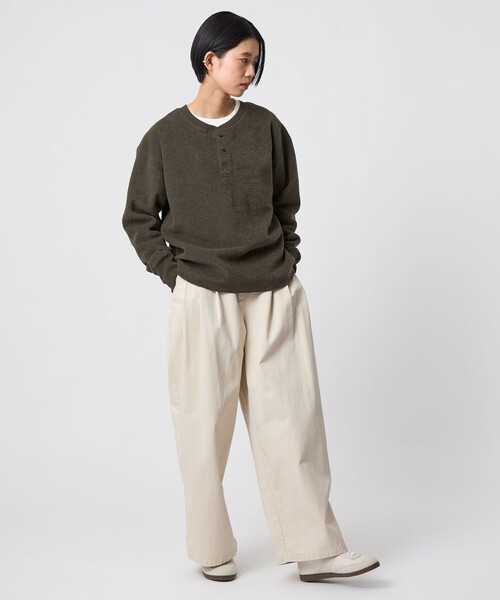 CITEN(シテン)の「<CITEN>裏起毛2WAYヘンリートップ(Tシャツ/カットソー・レディース・ダークグレー/イエロー/オフホワイト・FREE)」の7枚目の写真