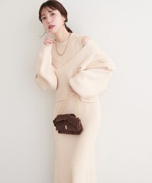 natural couture | 前後２WAYクロスリボンニット×ワンピースSET(ワンピース)