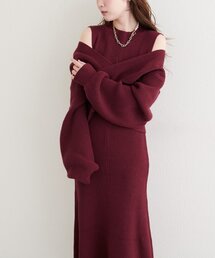 natural couture | 前後２WAYクロスリボンニット×ワンピースSET(ワンピース)