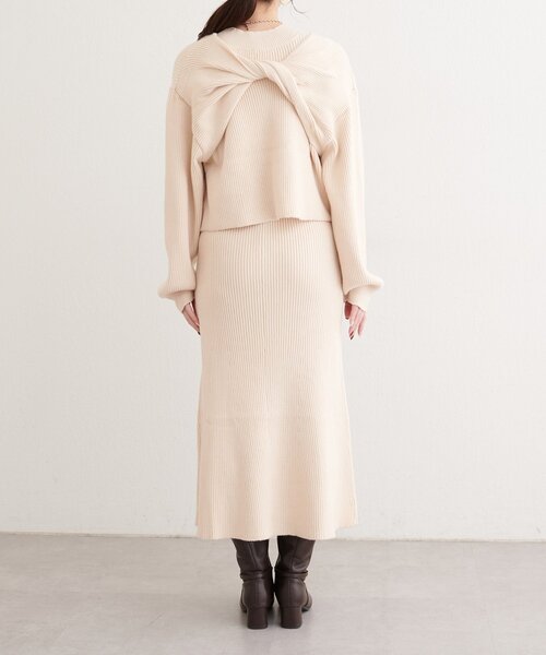 セール】前後2WAYクロスリボンニット×ワンピースSET（ワンピース