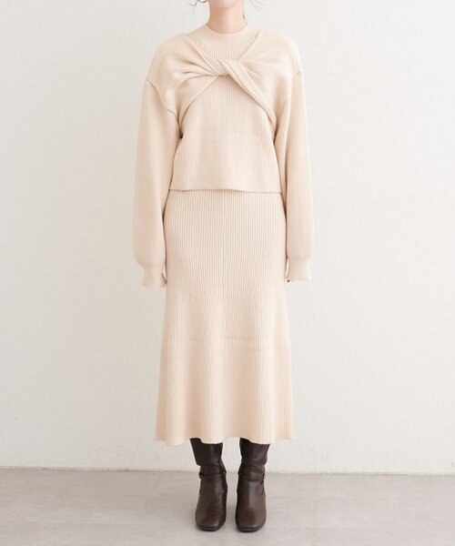 セール】前後2WAYクロスリボンニット×ワンピースSET（ワンピース